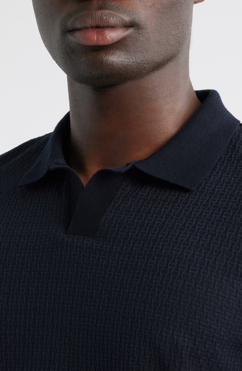 Emporio Armani Tonal Chain Johnny Collar Polo, Alternate, color, Blue