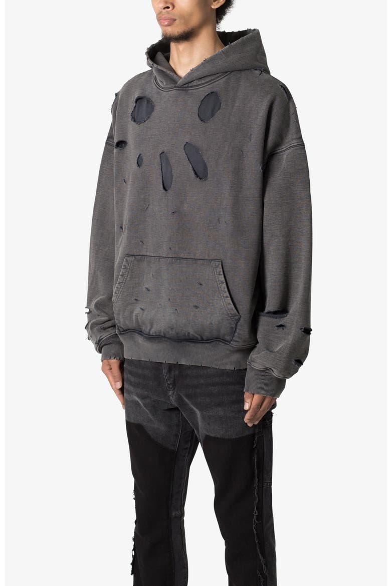 Breeze Destroyed Cotton Hoodie, Alternate, color, WASHED BLACK