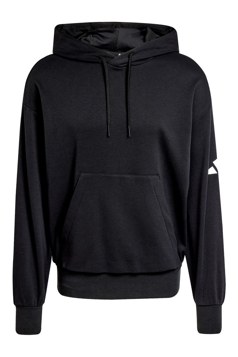 Essentials Loose 3-Bar Hoodie, Alternate, color, BLACK/ WHITE