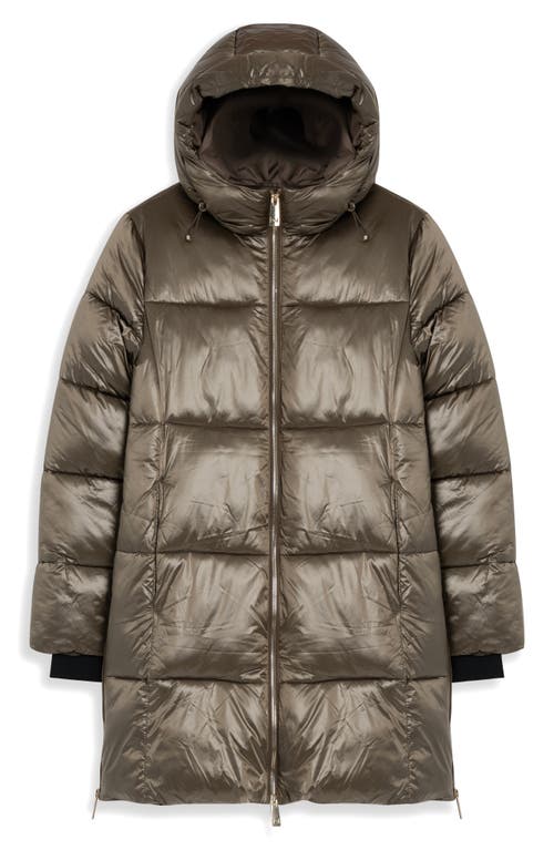 Noize Alicia Water Resistant Hooded Parka Puffer Jacket In Brown