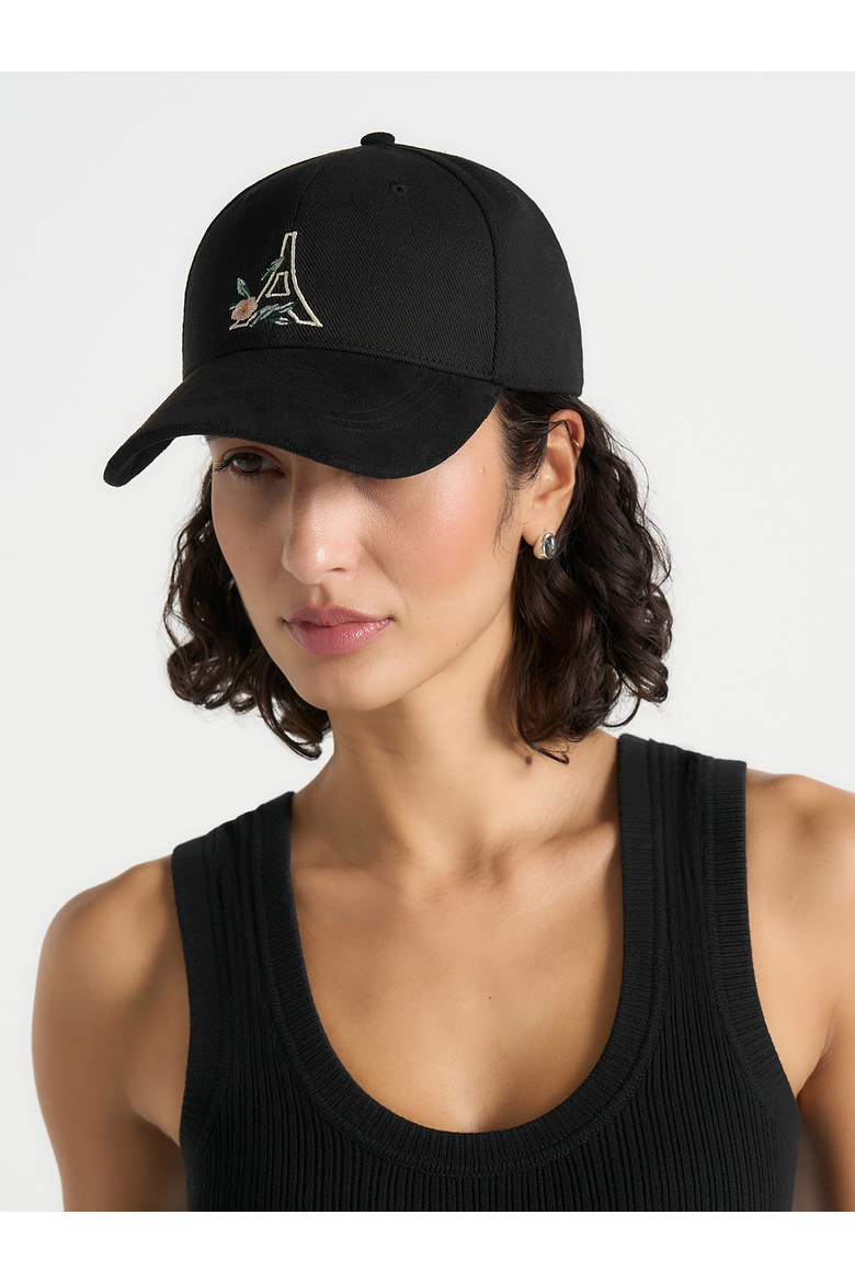 Floral Eiffel Suede Contrast Cap, Alternate, color, Black