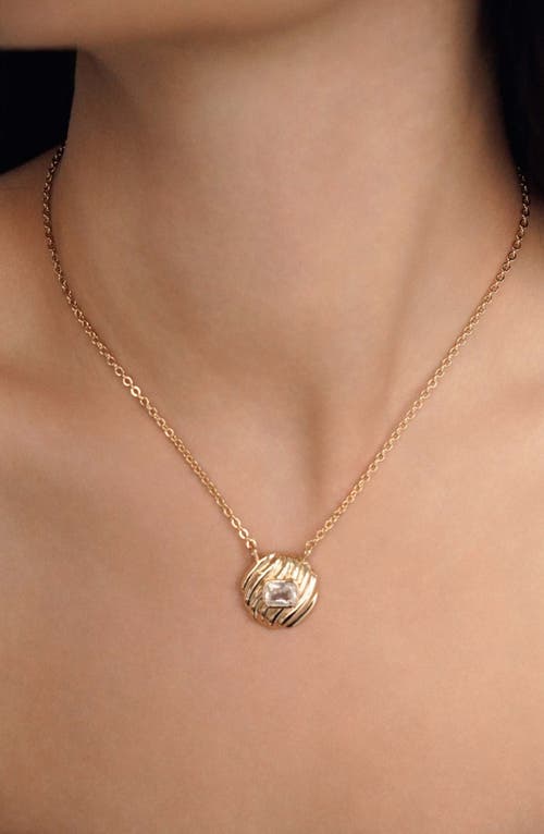 Ettika Textured Baguette Disc Necklace In Gold