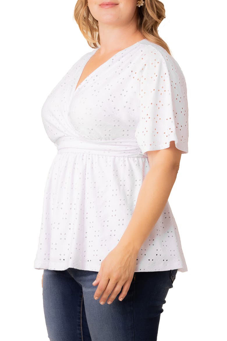 Sunny Day Eyelet Wrap Top, Alternate, color, WHITE