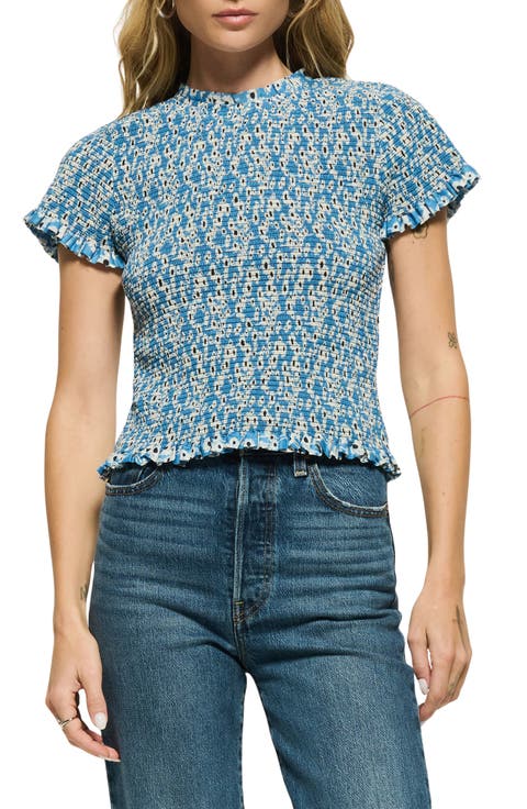 Evie Floral Smocked Pima Cotton Top