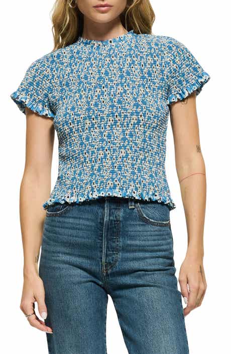 Nation LTD Evie Floral Smocked Pima Cotton Top