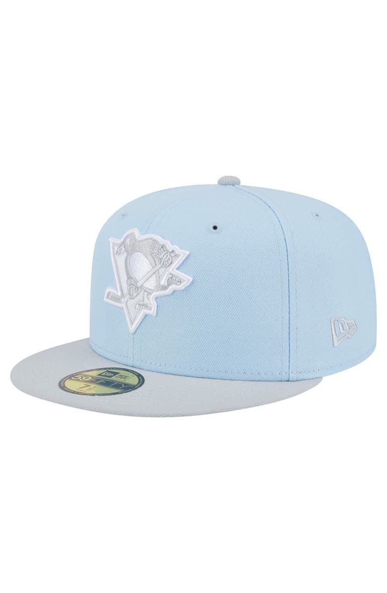 New Era Men's New Era Light Blue/Gray Pittsburgh Penguins Color Pack Two-Tone 59FIFTY Fitted Hat, Main, color, Light Blue