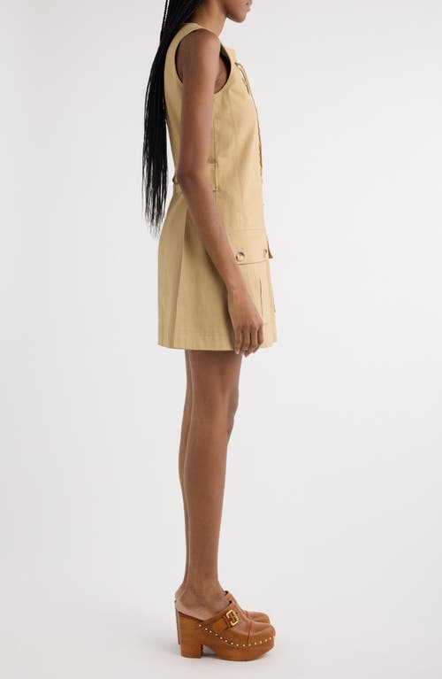 Chloé Sleeveless Cotton Sateen Lace-up Minidress In Argil Brown