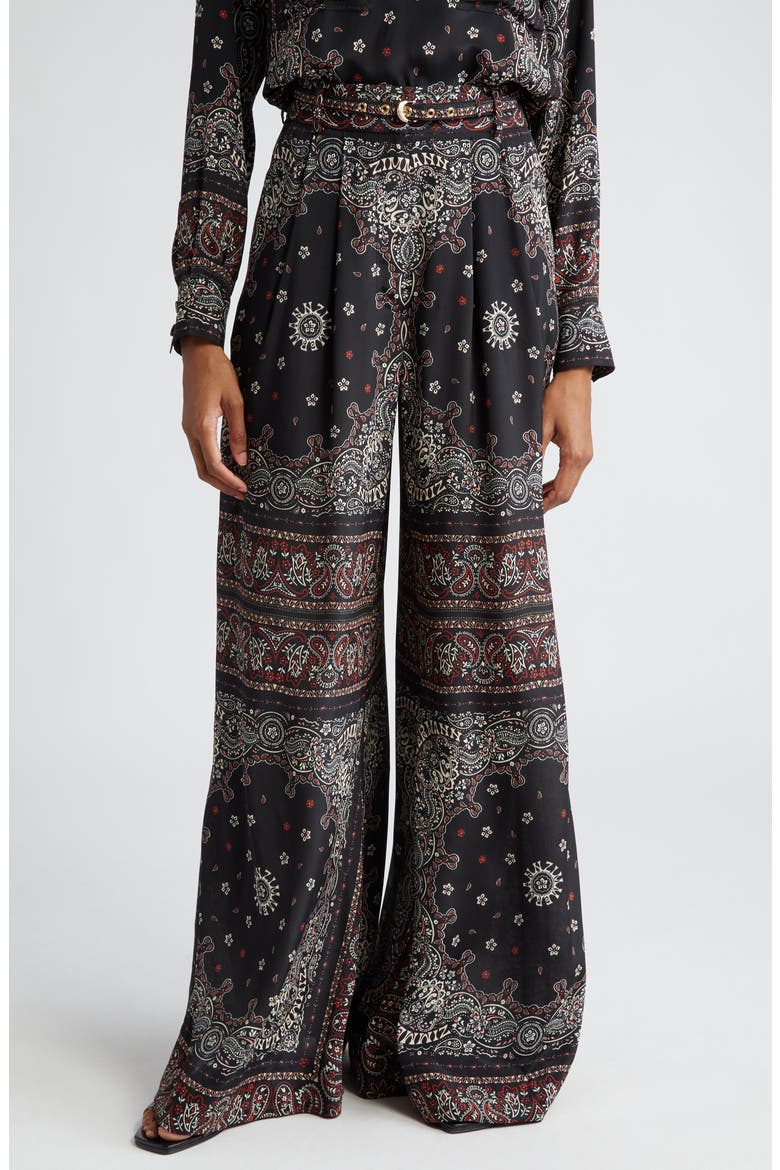 Bandana Print Pleated Wide Leg Pants (Women) | Nordstrom