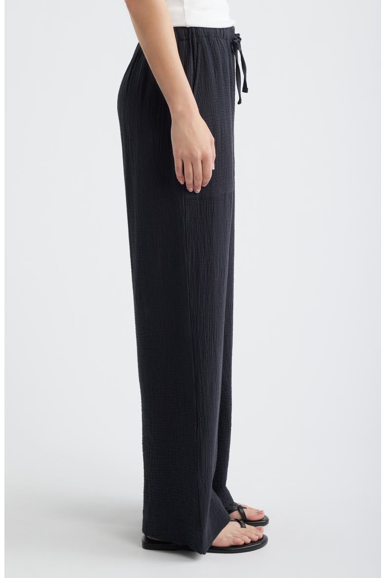 Dune Organic Cotton Wide Leg Pants, Alternate, color, BLACK