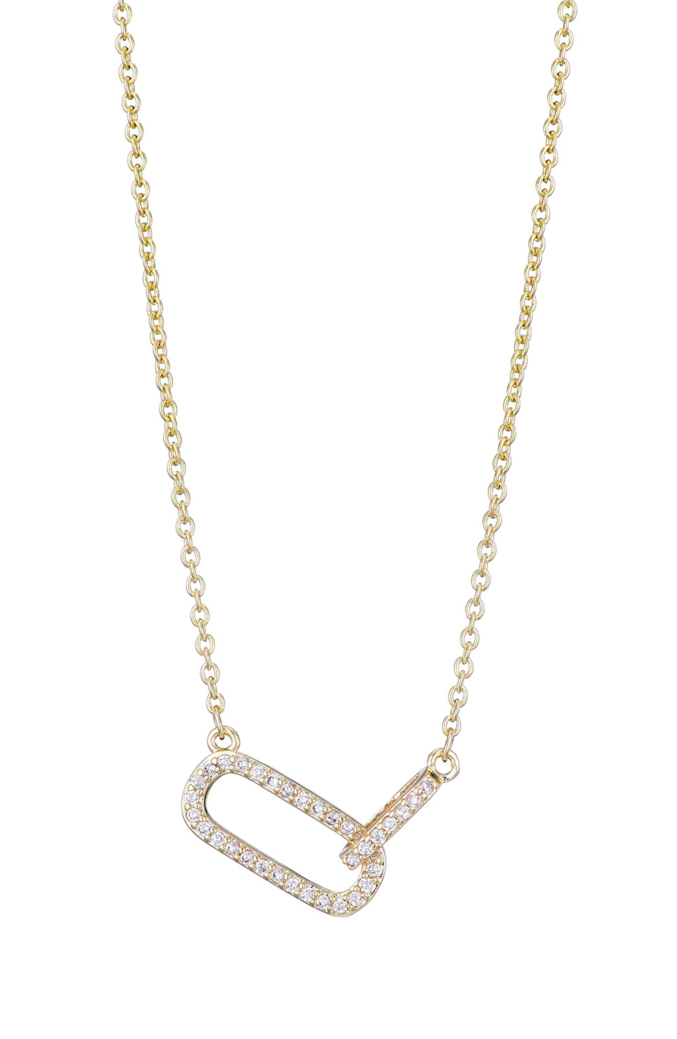 Adornia Pavé Cubic Zirconia Link Pendant Necklace