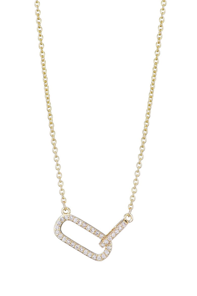Pavé Cubic Zirconia Link Pendant Necklace, Main, color, GOLD