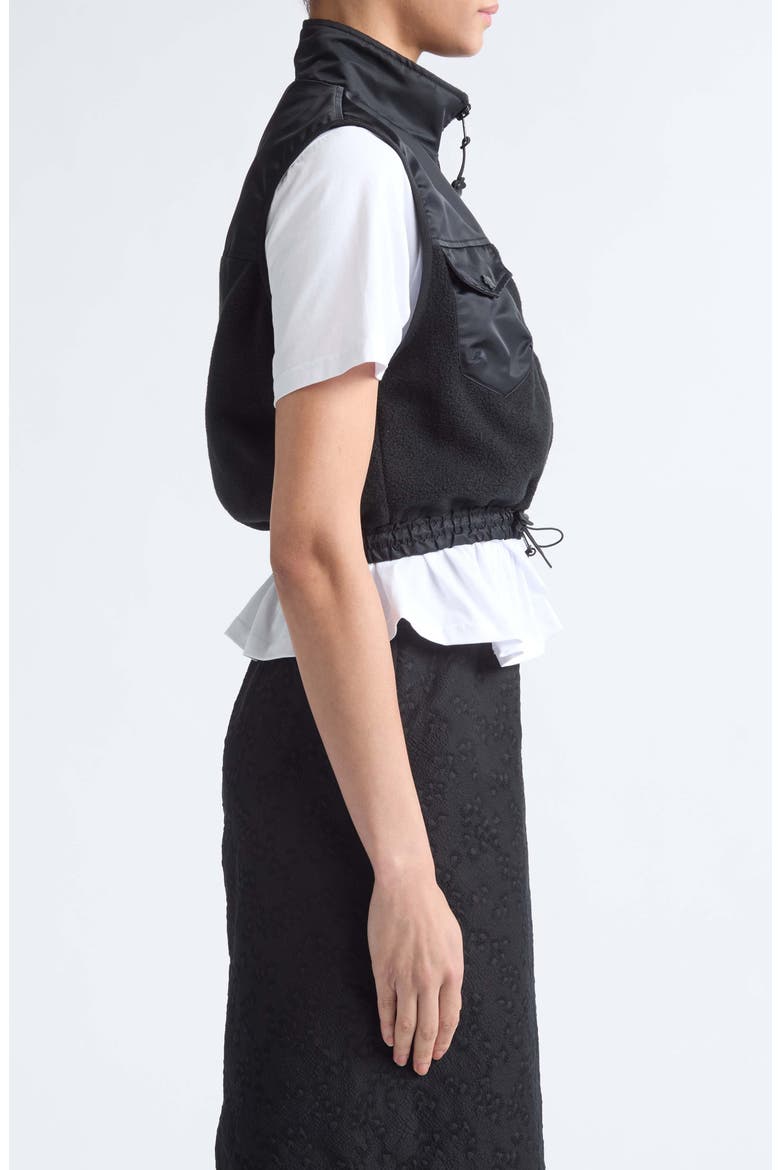 Caspen Mixed Media Crop Fleece Vest, Alternate, color, BLACK