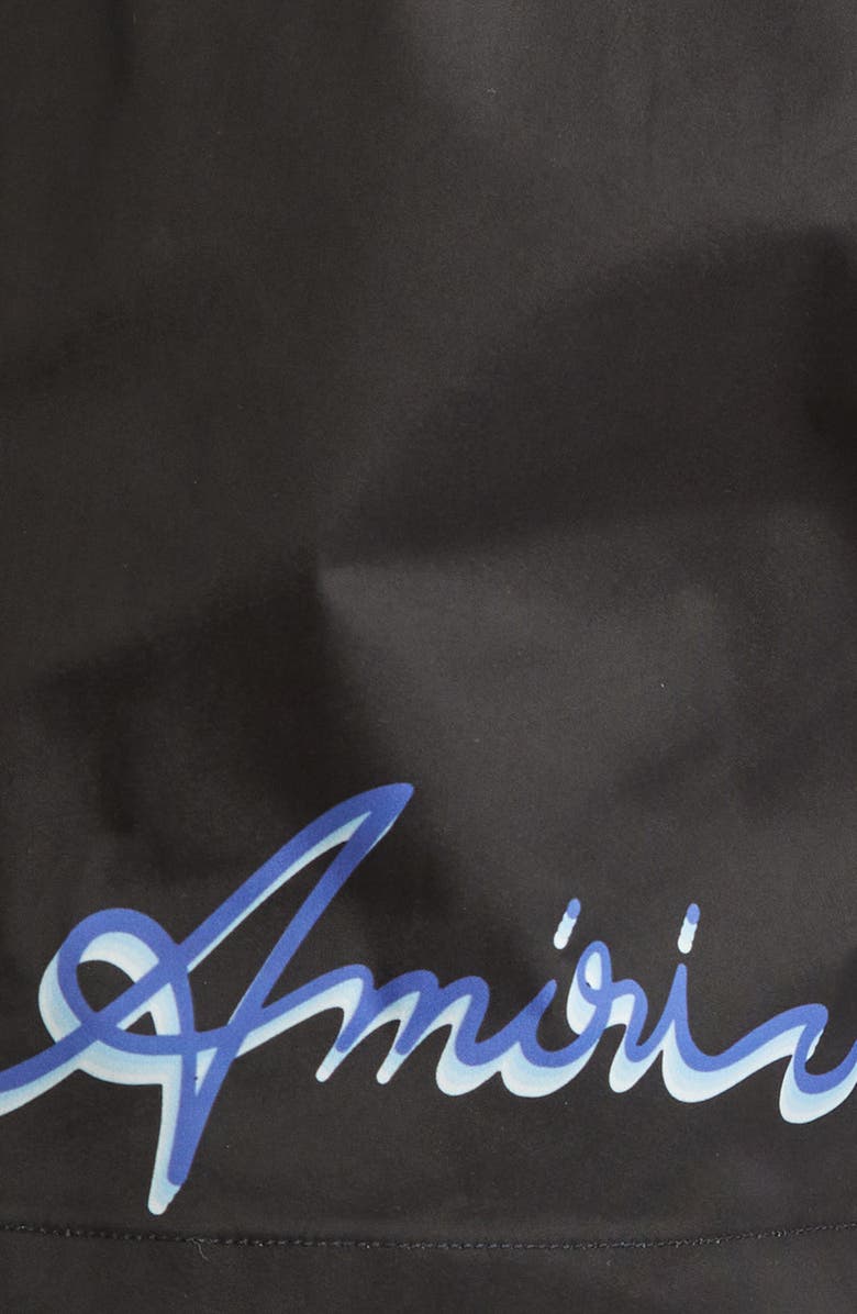 AMIRI Wave Logo Swim Trunks, Alternate, color, Black