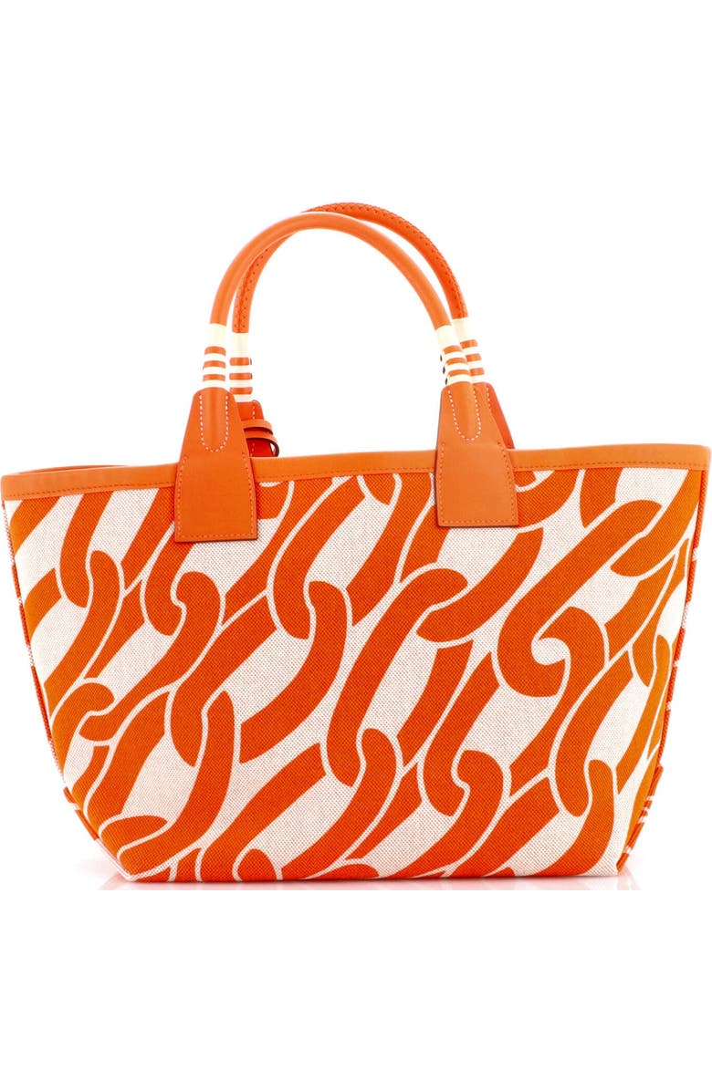 Pre-Owned Hermes Sac Steeple Tote Printed Toile with Leather 25, Alternate, color, Orange Minium