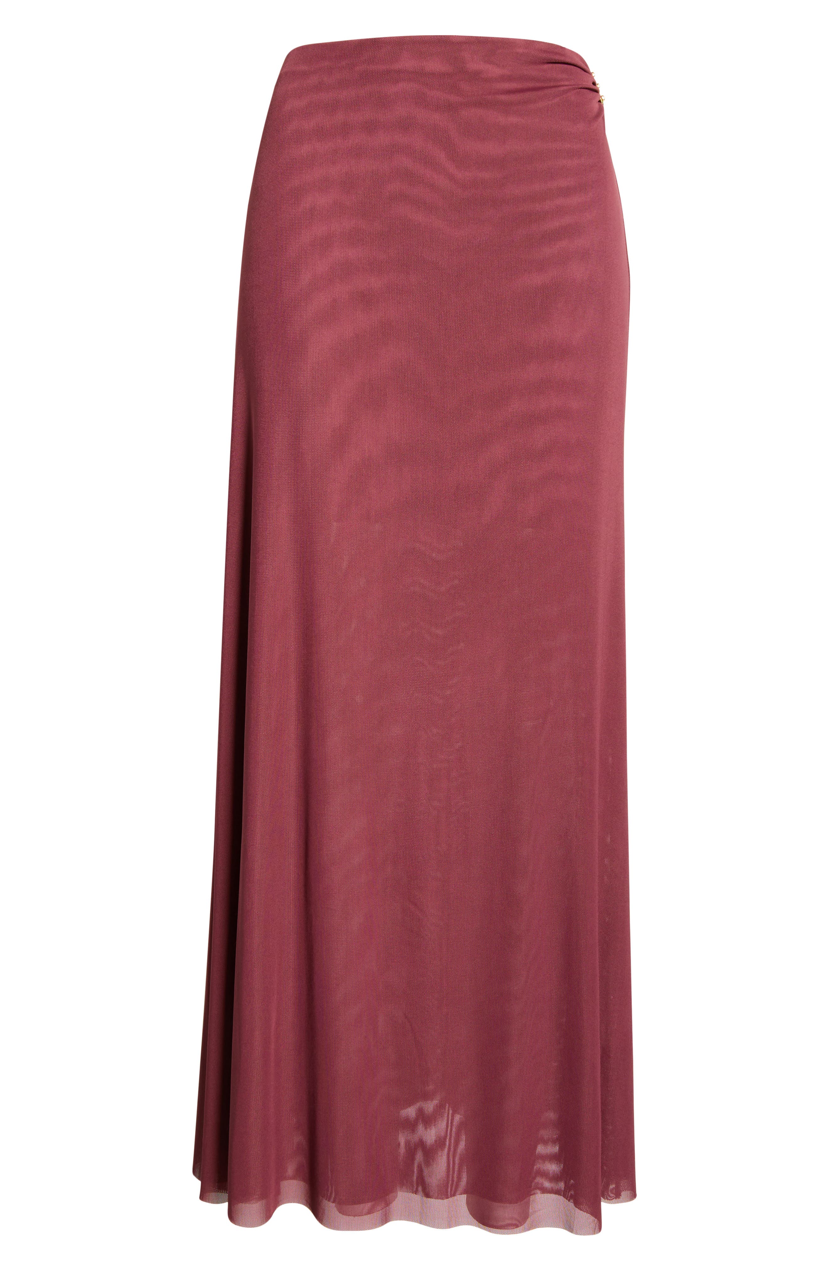 Vix Paula Hermanny Amira Mesh Cover-up Midi Skirt In Brown