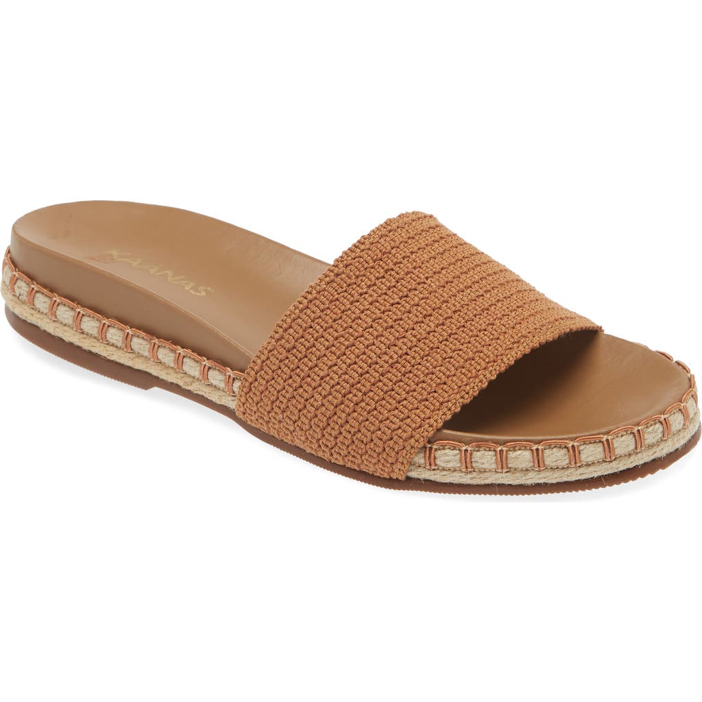 Kaanas Savaii Textured Band Pool Slide Sandal In Brown