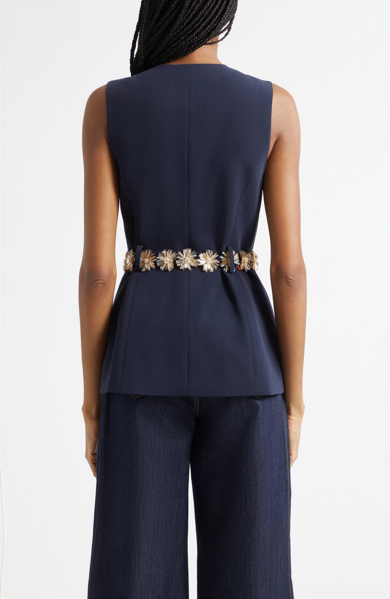 Cinq à Sept Sunflare Belted Kole Vest, Alternate, color, Navy/Champagne