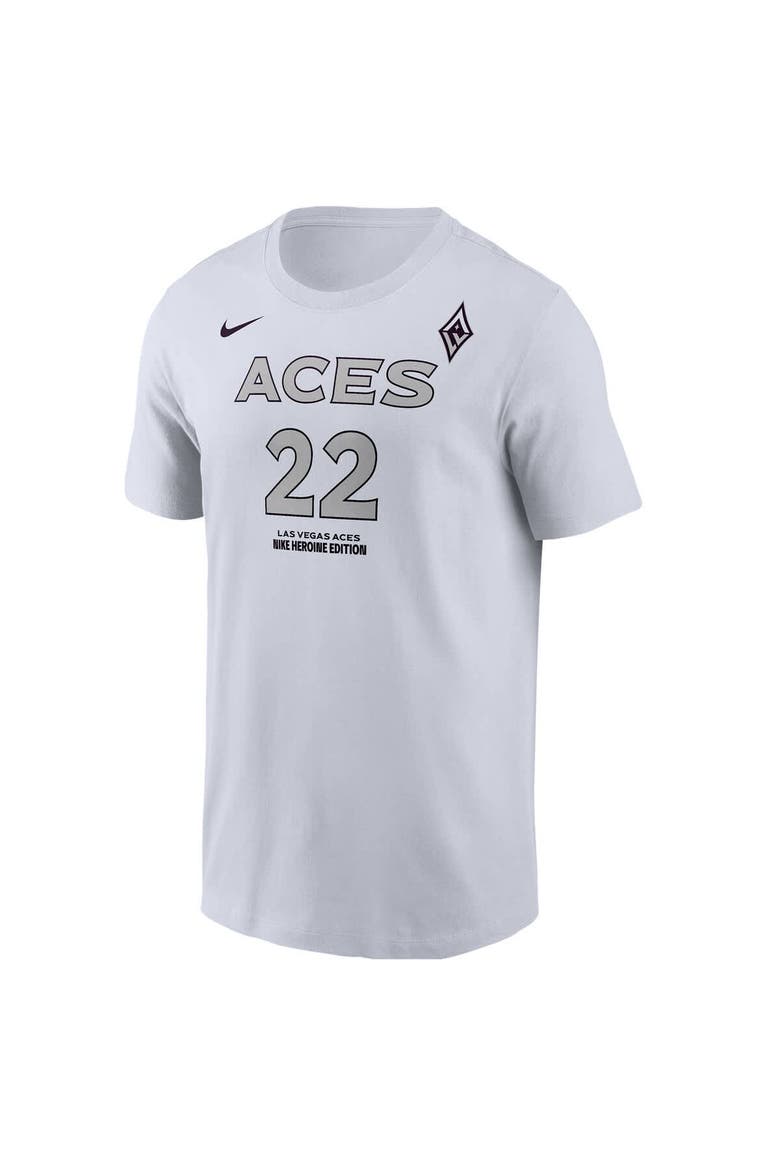 Men's Nike A'ja Wilson White Las Vegas Aces Heroine Edition Name & Number T-Shirt, Alternate, color, White