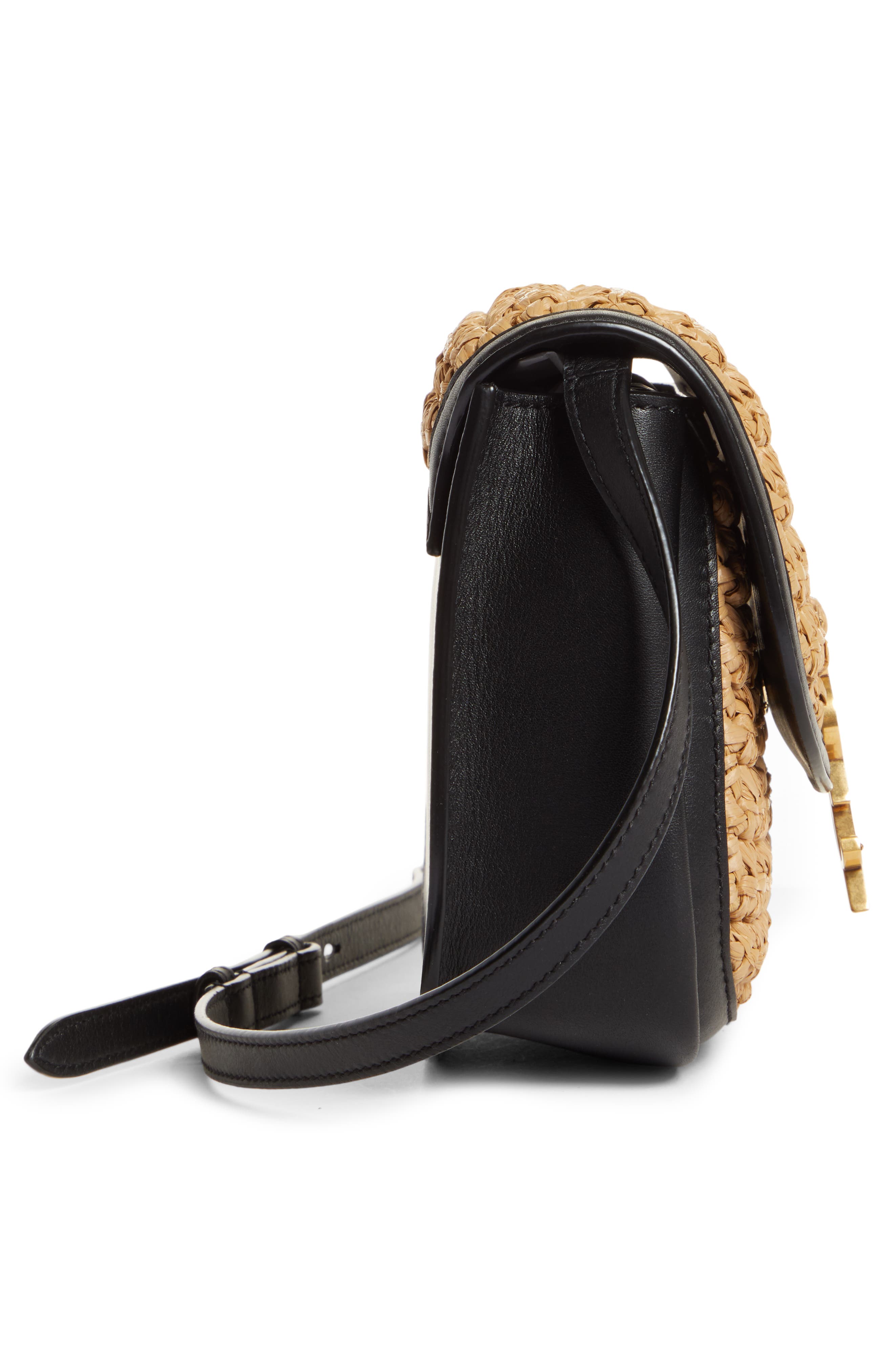 Saint Laurent Medium Kaia Raffia Crossbody Bag, Alternate, color, 