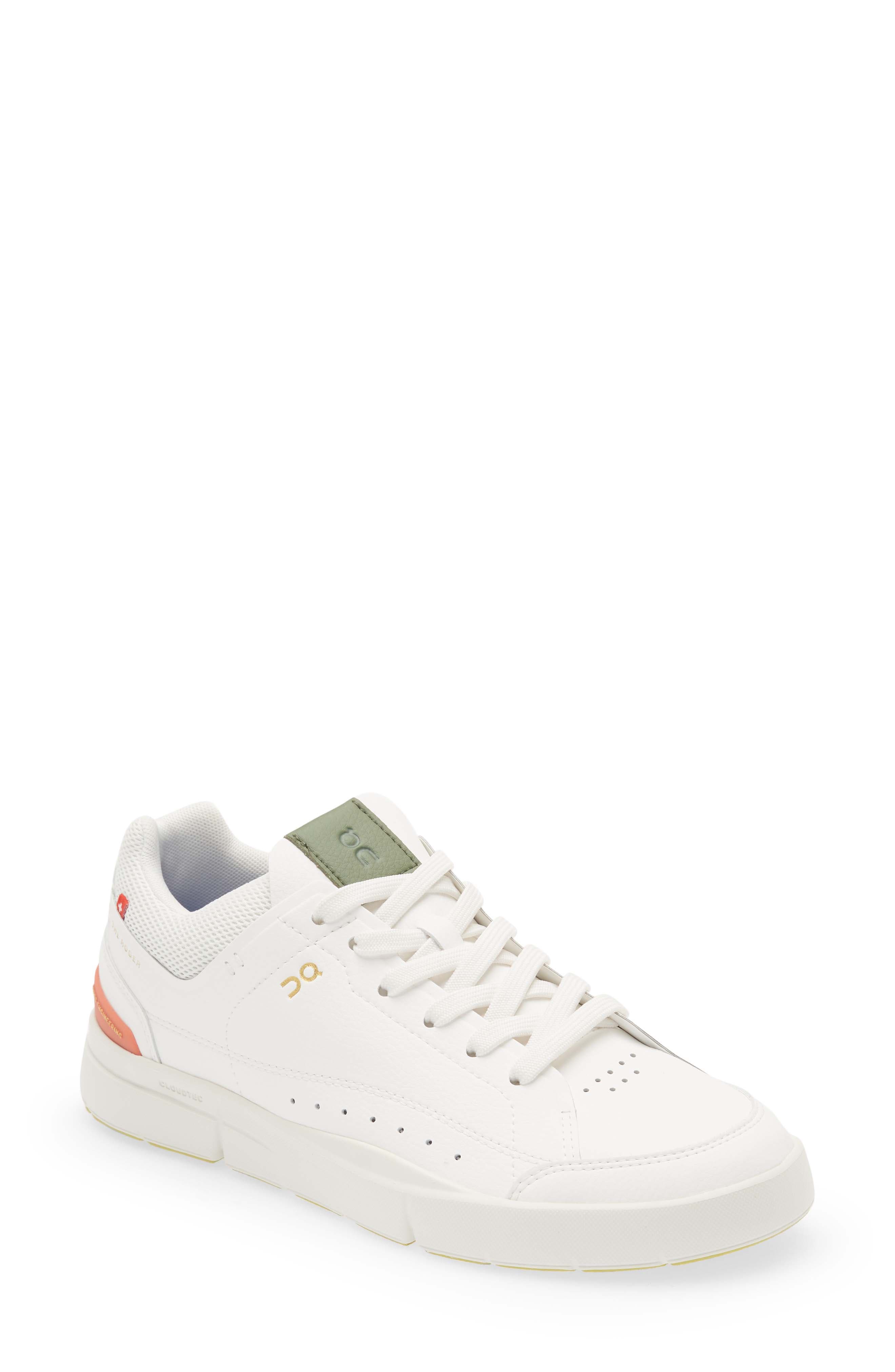 THE ROGER Centre Court Tennis Sneaker, Main, color, WHITE/ CORAL