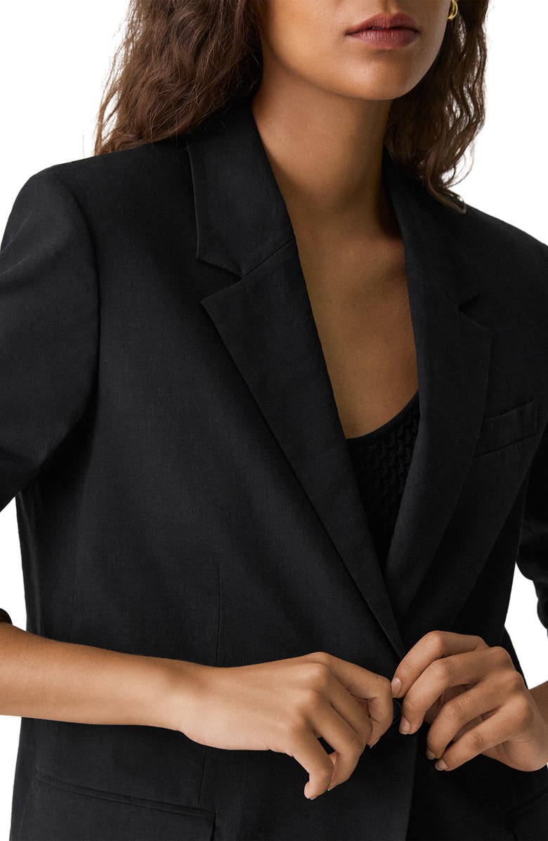 Theory Linen Blend Blazer, Alternate, color, Black