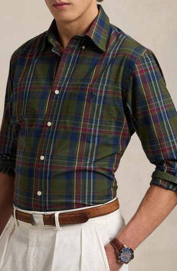 Madras Plaid Performance Button-Down Shirt