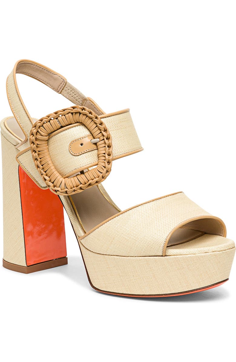 Santoni Women's Leather High-Heel Sandal, Main, color, Natural