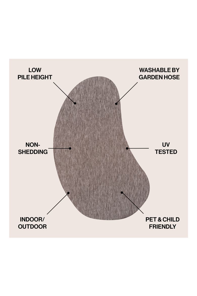 Evan Modern Rustic Organic Curve Indoor/Outdoor Shaped Area Rug, Alternate, color, Brown