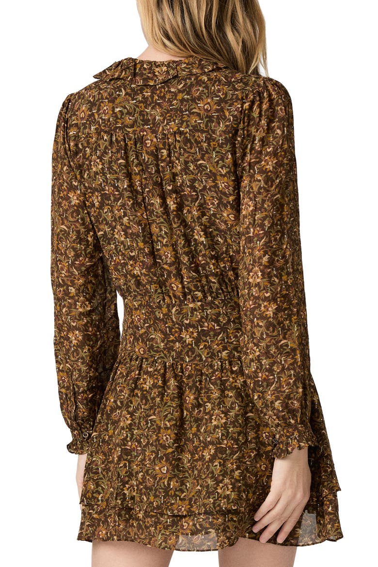Nantes Metallic Silk Chiffon Minidress, Alternate, color, HICKORY MULTI