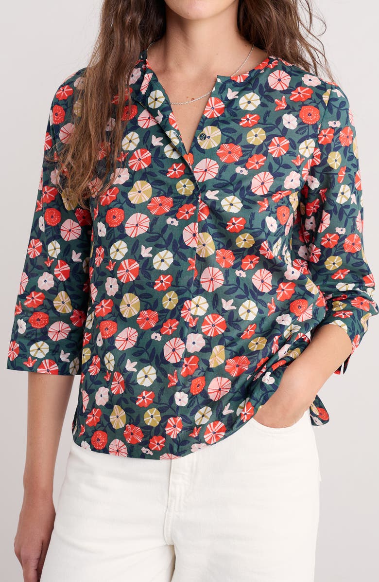 Seasalt Cornwall Watercolour Sketch Floral Print Woven Shirt, Alternate, color, Winding Petunias Grove