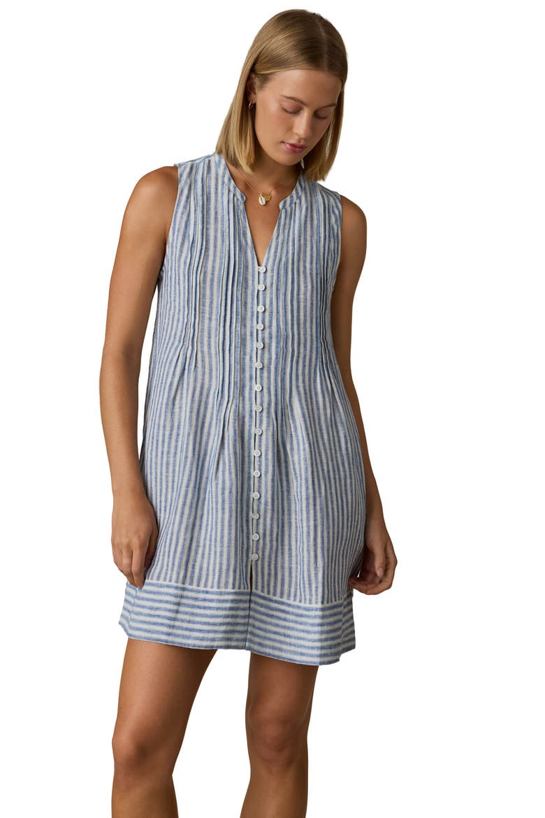 Devin Stripe Linen Minidress, Alternate, color, OCEAN WHISPER