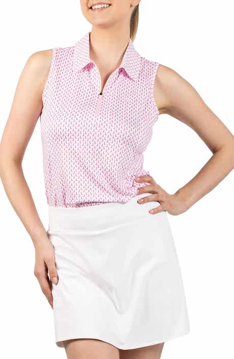 TailorByrd Byrds Print Sleeveless Quarter Zip Polo