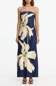 Significant Other Mora Floral Print Strapless Dress