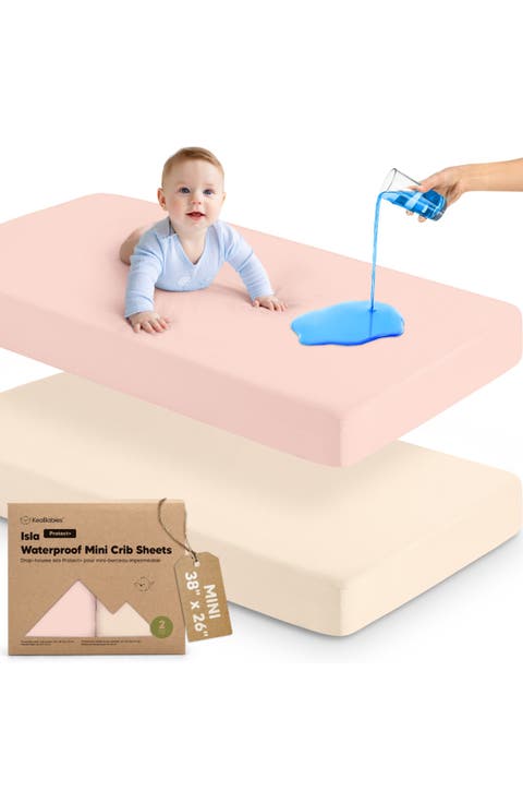 2-Pack Isla [Protect+] Waterproof Mini Crib Sheets
