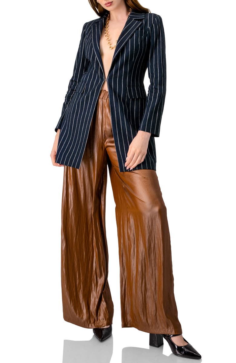 IVONNE Satin Wide-Leg Trousers, Alternate, color, Brown
