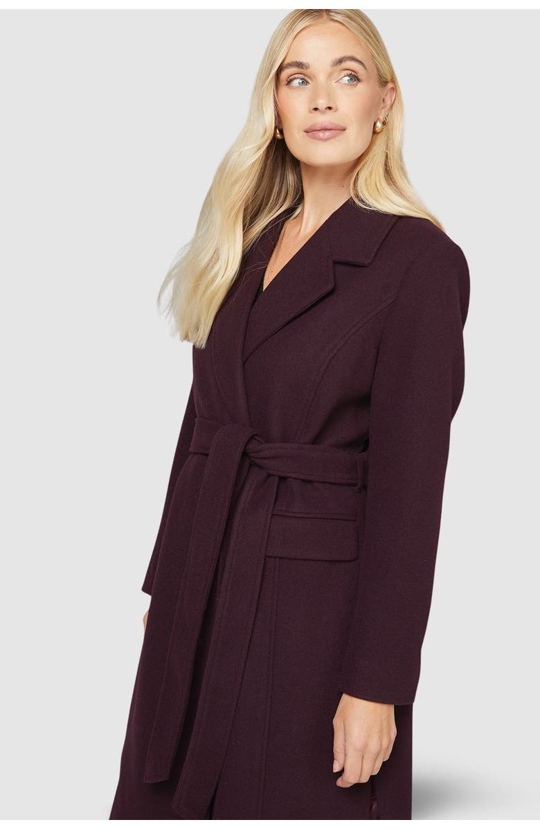 Wallis Petite Longline Belted Coat, Alternate, color, Berry