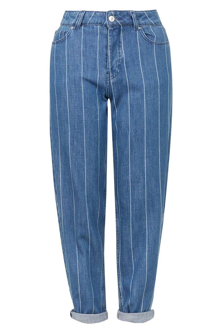 Stripe High Rise Boyfriend Jeans, Alternate, color, BLUE MULTI
