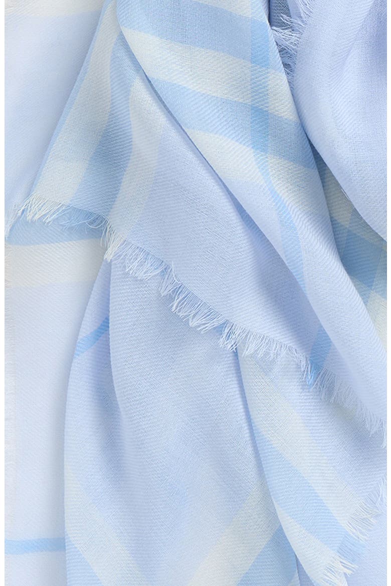 Giant Check Wool Gauze Fringe Scarf, Alternate, color, CIRRUS BLUE