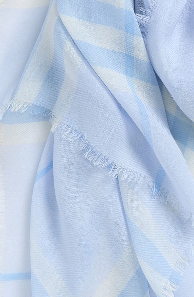 Burberry Giant Check Wool Gauze Fringe Scarf, Alternate, color, Cirrus Blue