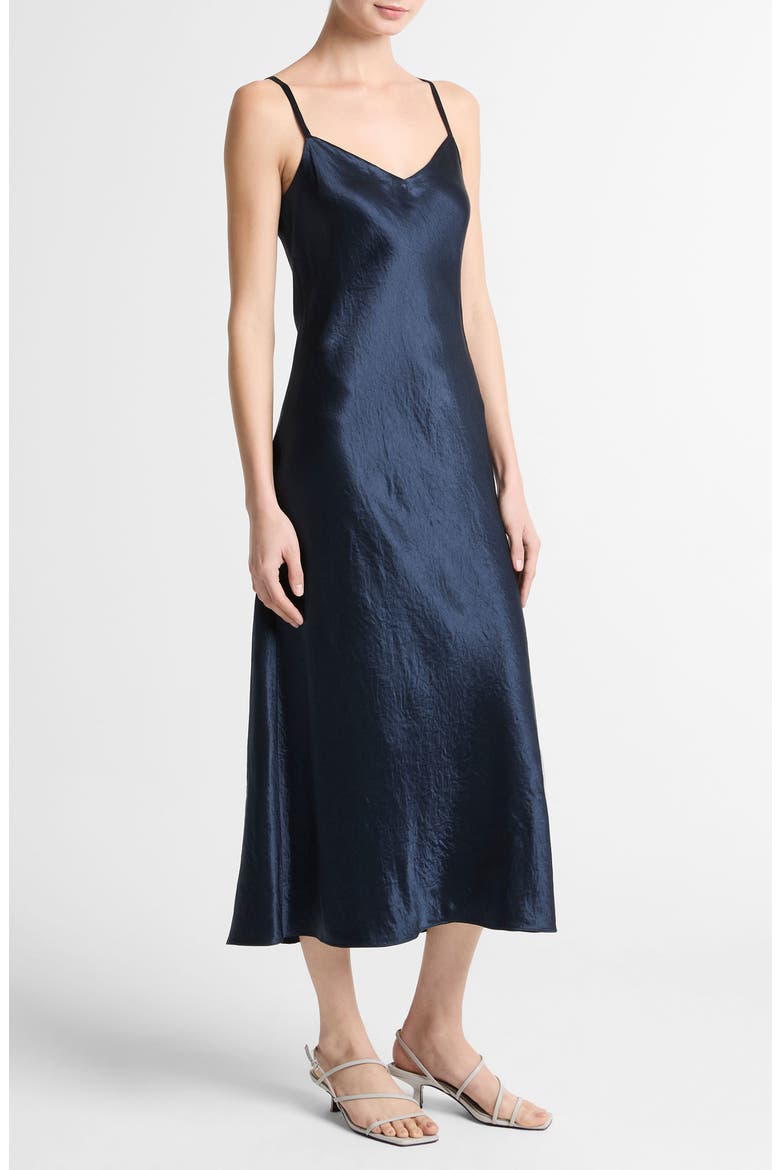 Midi Satin Slipdress, Alternate, color, COASTAL