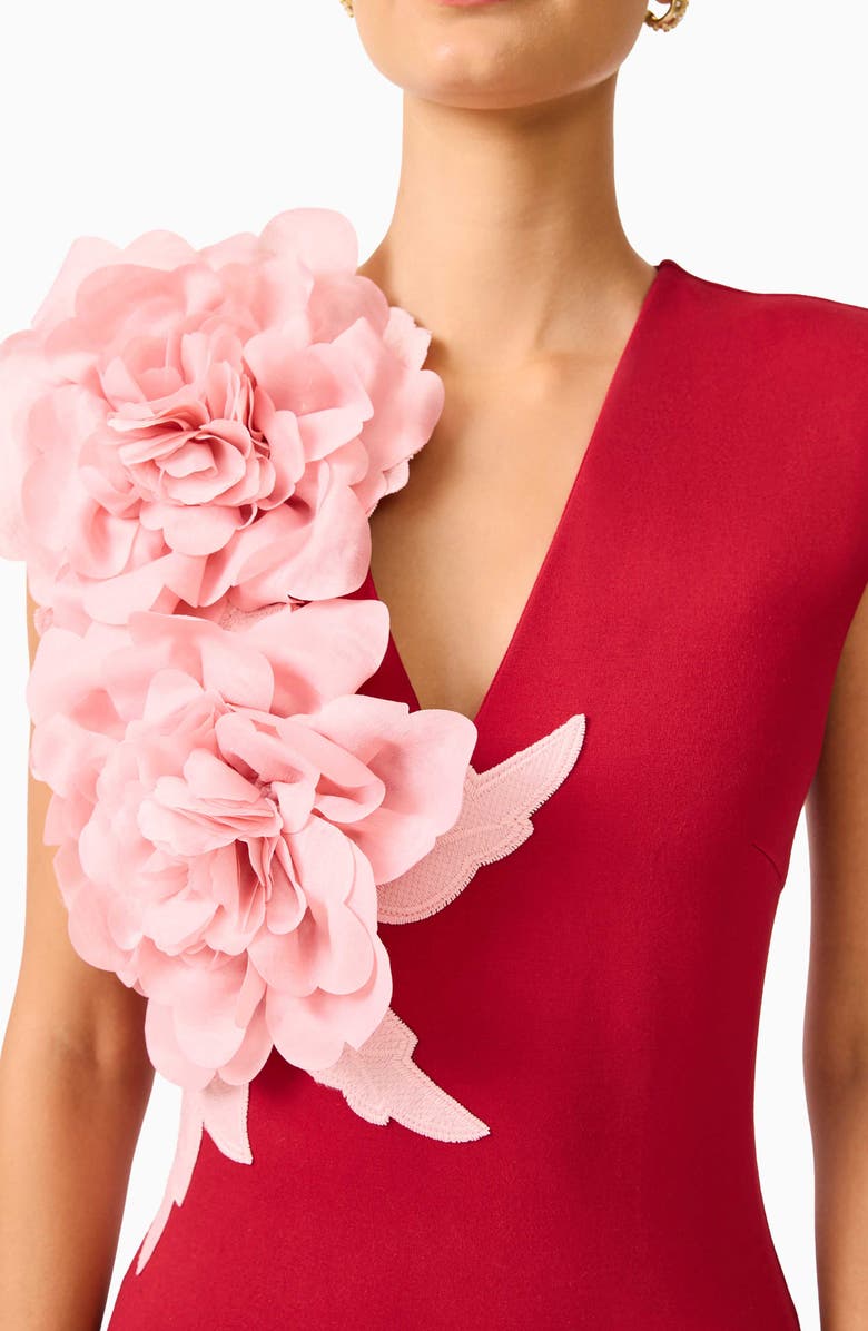 Elliatt Zahara Floral Appliqué Sleeveless Gown, Alternate, color, Burgundy