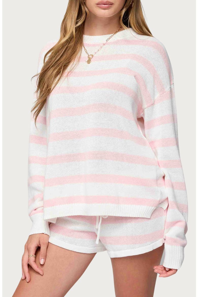 Amaris Stripe Oversize Sweater, Alternate, color, LIGHT-PINK