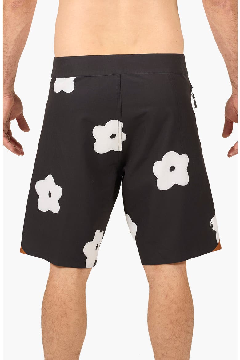 Flower Patch Stretch Board Shorts, Alternate, color, BLACK