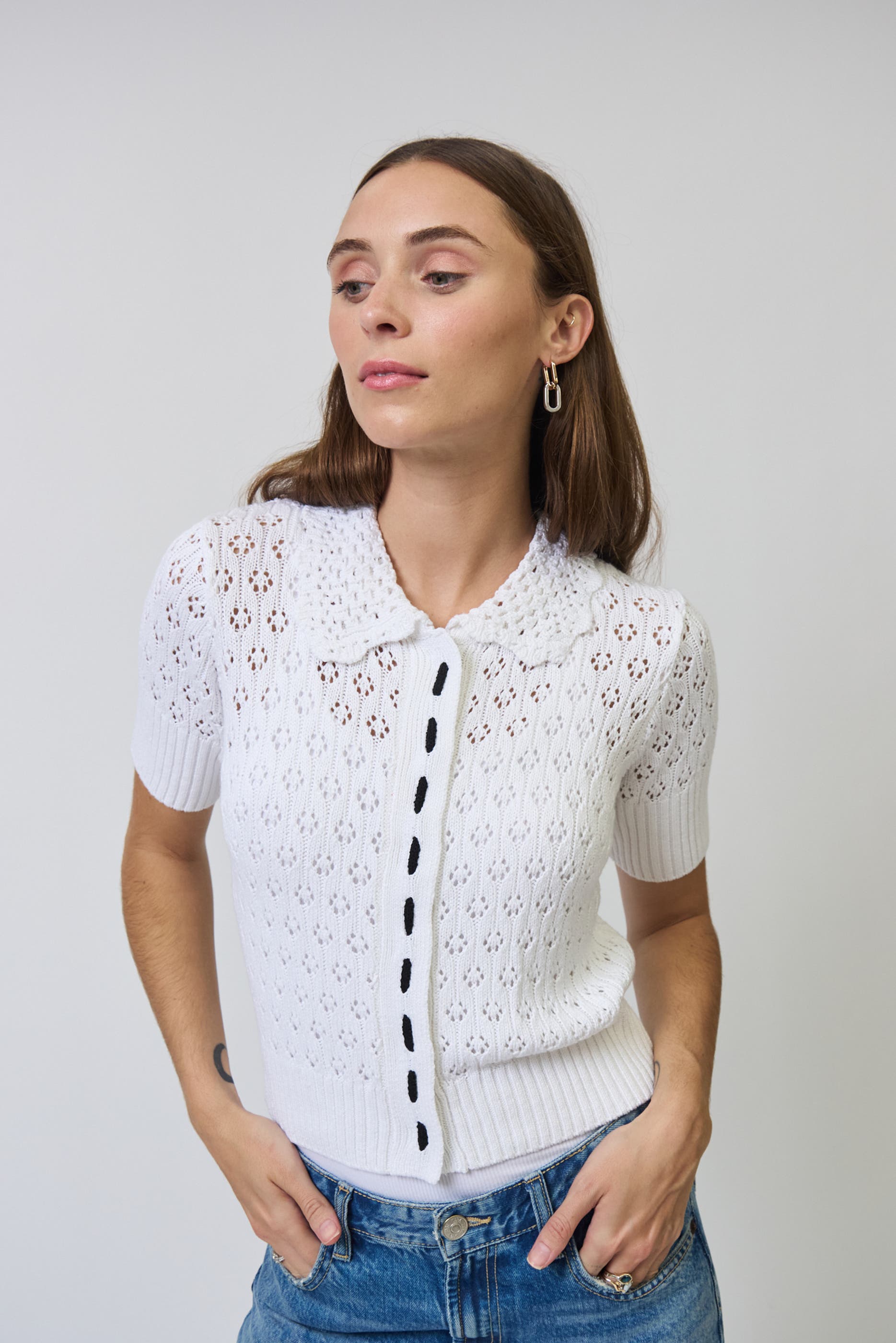 Charli Eyelet Stitch Top
