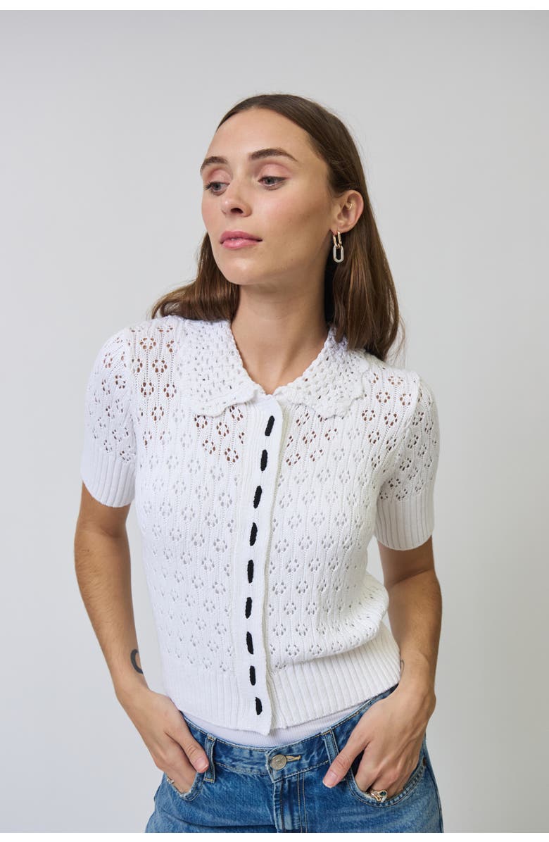 Central Park West Charli Eyelet Stitch Top, Main, color, White