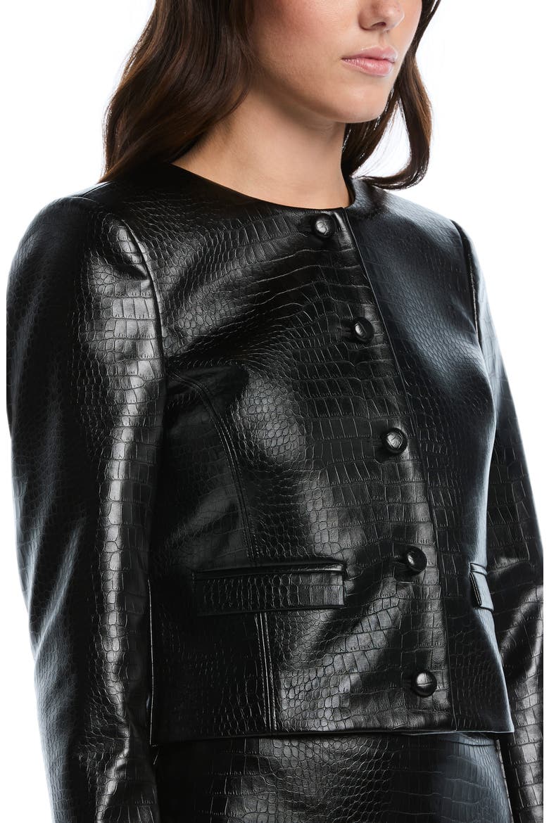 Croc Embossed Faux Leather Jacket, Alternate, color, BLACK