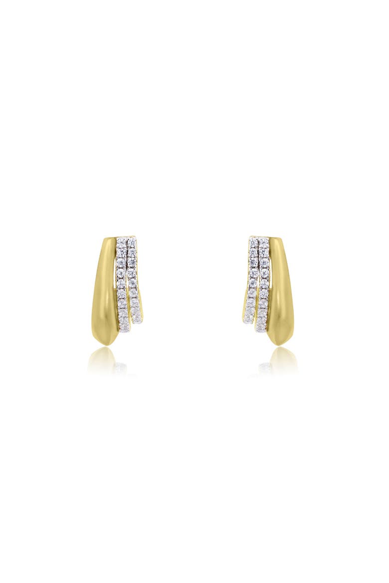Triple CZ Huggie Hoop Earrings, Alternate, color, Gold-Plated Sterling Silver