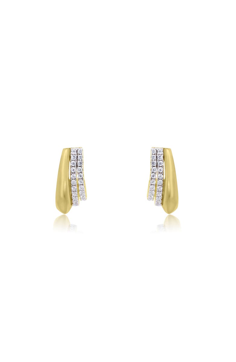 The Lovery Fine Jewelry Triple CZ Huggie Hoop Earrings, Alternate, color, Gold-Plated Sterling Silver