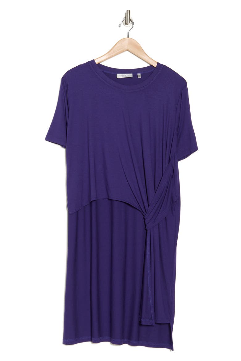 Knot High-Low Tunic Shirt, Alternate, color, NAVY BLUE