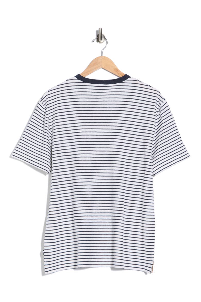 Taut Stripe Cotton & Linen T-Shirt, Alternate, color, DARK BLUE
